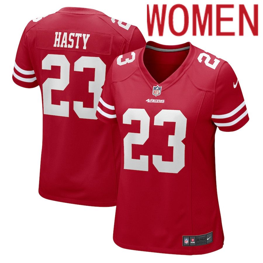 Women San Francisco 49ers 23 JaMycal Hasty Nike Scarlet Game NFL Jersey